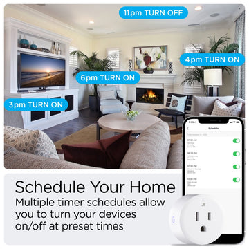 Smart Plug - WiFi Remote App Control for Lights & Appliances; Compatible with Alexa and Google Home Assistant - JONATHAN Y